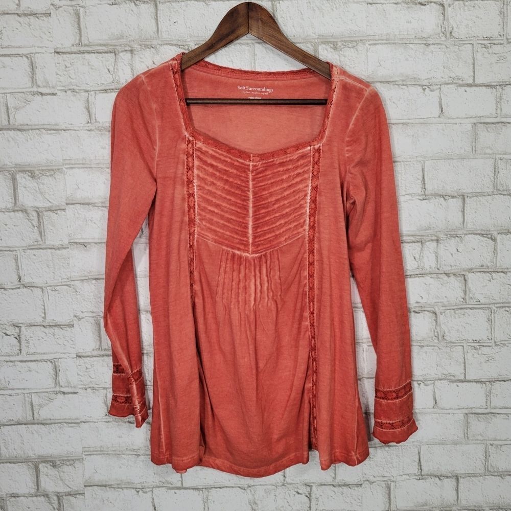 Soft Surroundings distressed long sleeve top